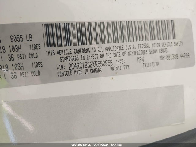 2C4RC1BG2KR550856 Chrysler Pacifica Touring L