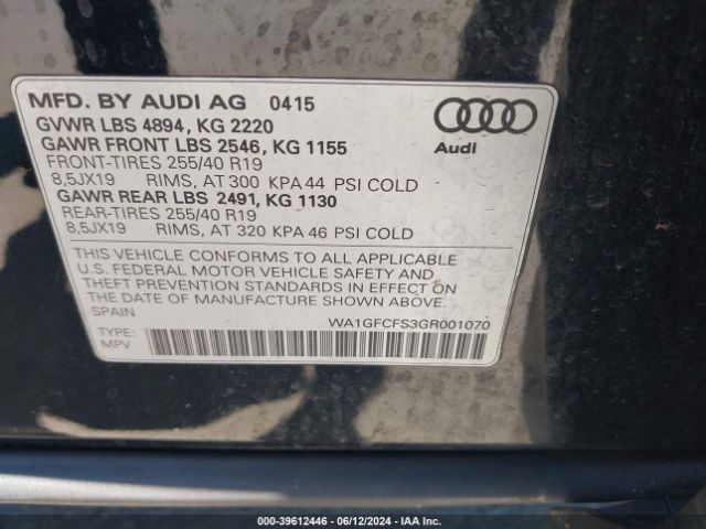 WA1GFCFS3GR001070 Audi Q3 2.0t Premium Plus