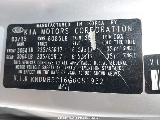 KIA SEDONA LX 2016 KNDMB5C16G6081932 Image 9