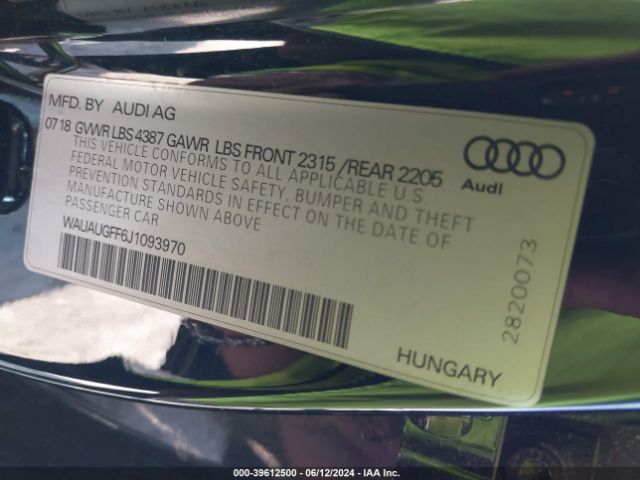 WAUAUGFF6J1093970 Audi A3 2.0t Premium