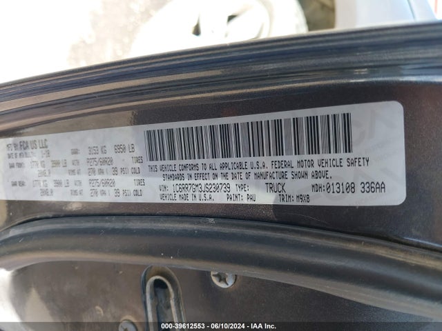 1C6RR7GM3JS230739 RAM 1500 Big Horn Quad Cab 4x4 6'4 Box