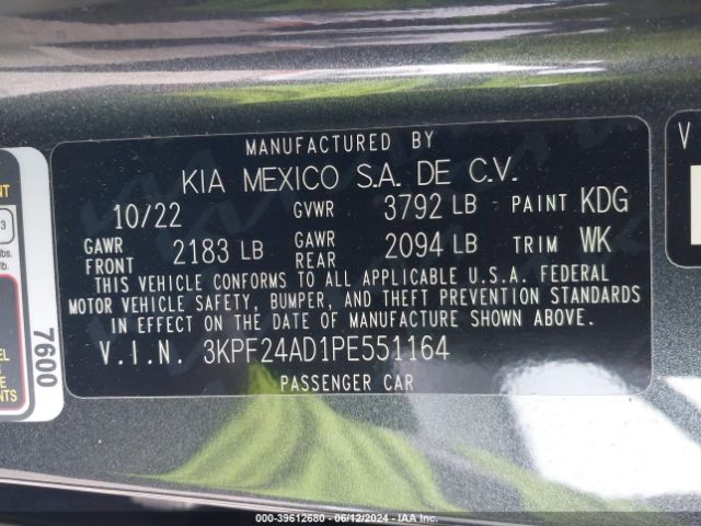 3KPF24AD1PE551164 KIA FORTE LX