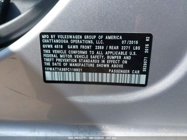 1VWAT7A35FC118921 Volkswagen Passat 1.8t Limited Edition