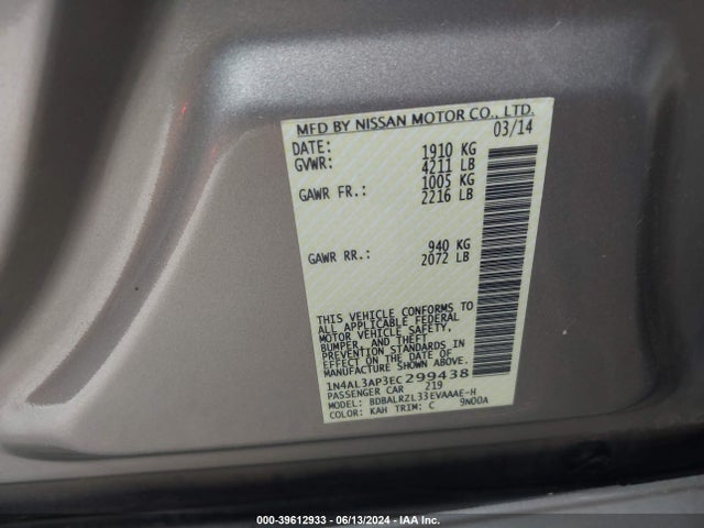 Nissan Altima 2.5 S 2014 1N4AL3AP3EC299438 Image 9