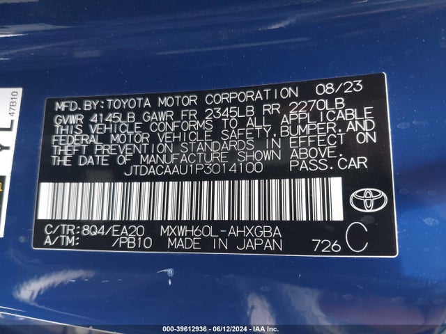 Toyota PRIUS XLE 2023 JTDACAAU1P3014100 Image 9