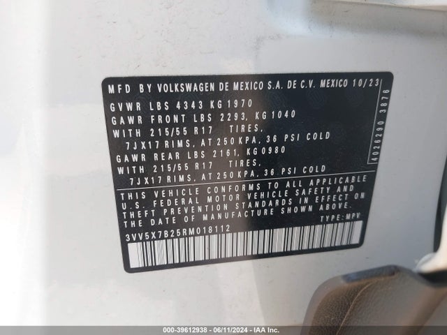 3VV5X7B25RM018112 Volkswagen Taos 1.5t S