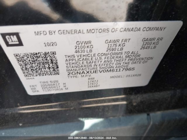 2GNAXUEV0M6117965 Chevrolet Equinox Awd Lt