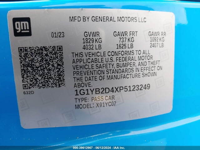 Chevrolet Corvette Stingray Rwd  2lt 2023 1G1YB2D4XP5123249 Image 9
