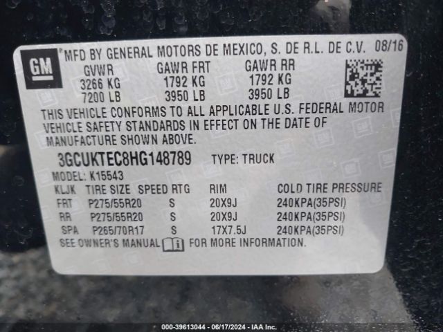 3GCUKTEC8HG148789 Chevrolet Silverado 1500 High Country