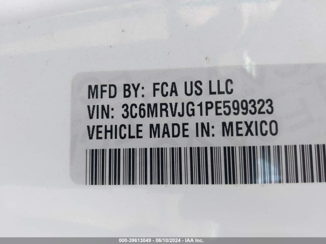 3C6MRVJG1PE599323 RAM Promaster 3500 Cargo Van High Roof 159 Wb Ext