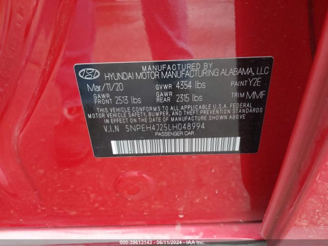 5NPEH4J25LH048994 Hyundai Sonata Limited