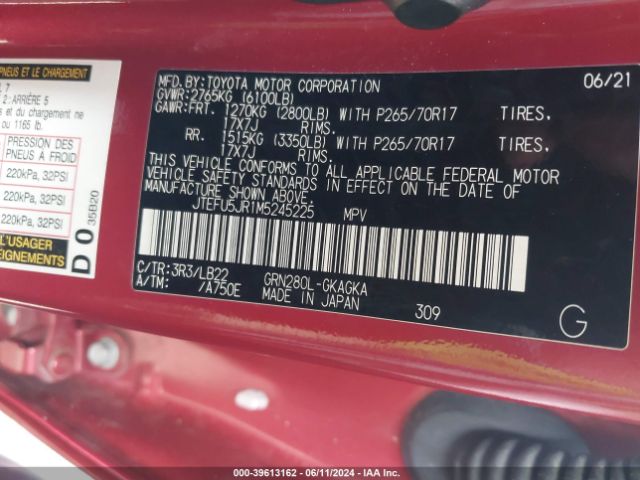 JTEFU5JR1M5245225 Toyota 4runner