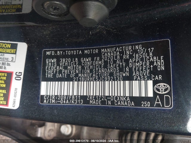 Toyota COROLLA LE 2018 2T1BURHE5JC992130 Image 9