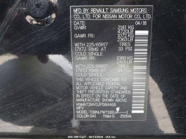 KNMAT2MV0JP584468 Nissan ROGUE S