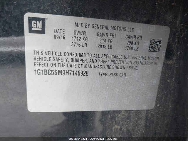 Chevrolet Cruze Ls Auto 2017 1G1BC5SM9H7140928 Image 9