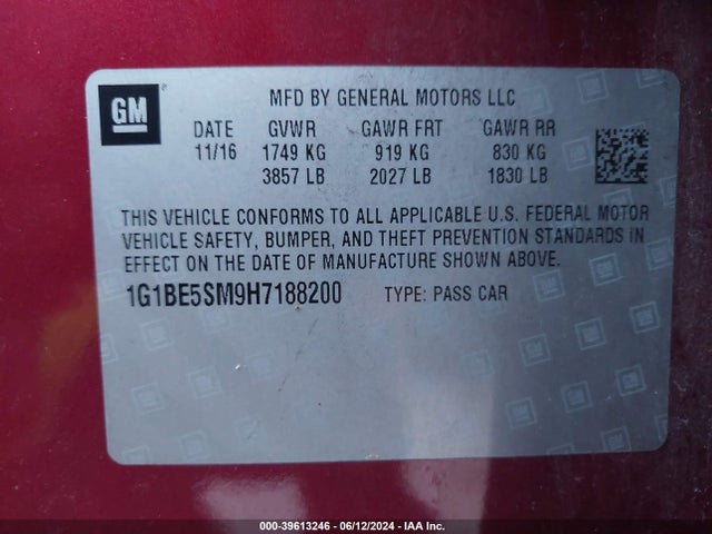 Chevrolet Cruze Lt Auto 2017 1G1BE5SM9H7188200 Image 9