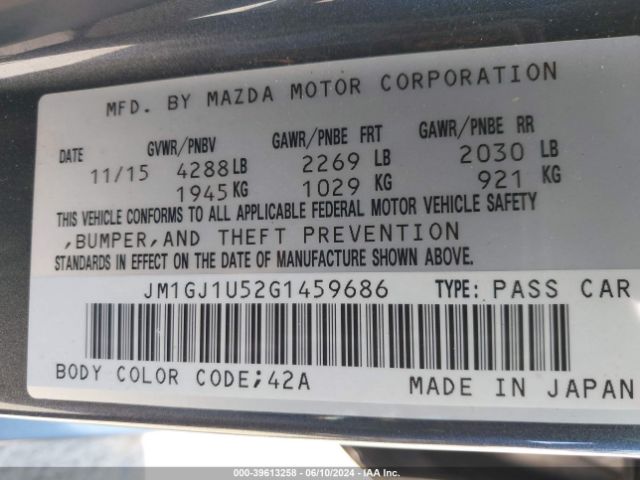 JM1GJ1U52G1459686 Mazda Mazda6 I Sport