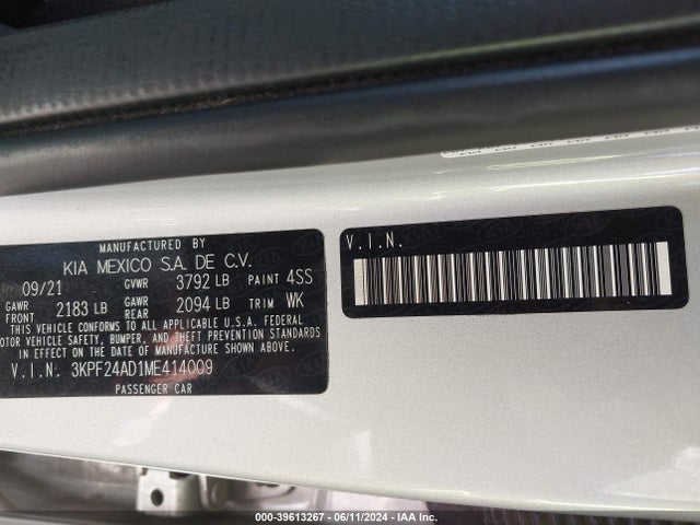 KIA Forte Lxs 2021 3KPF24AD1ME414009 Image 9