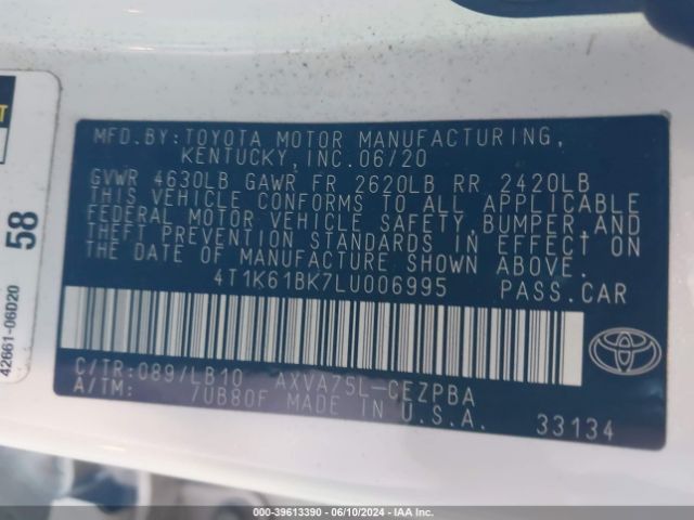 4T1K61BK7LU006995 Toyota Camry Xse Awd