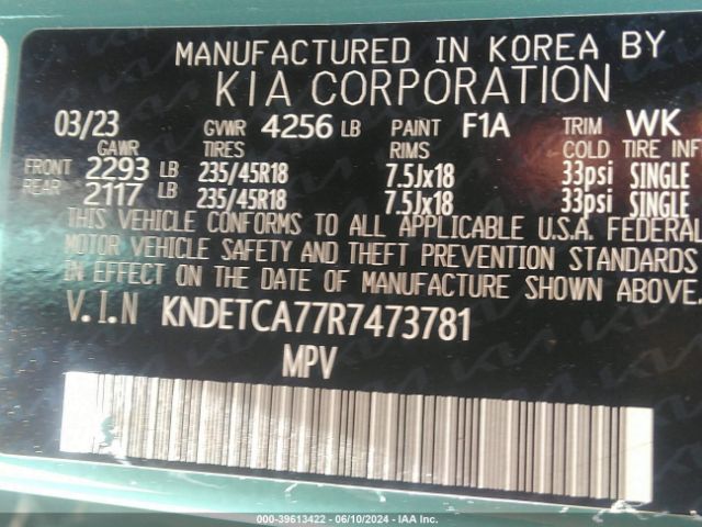 KNDETCA77R7473781 KIA Seltos Sx Turbo
