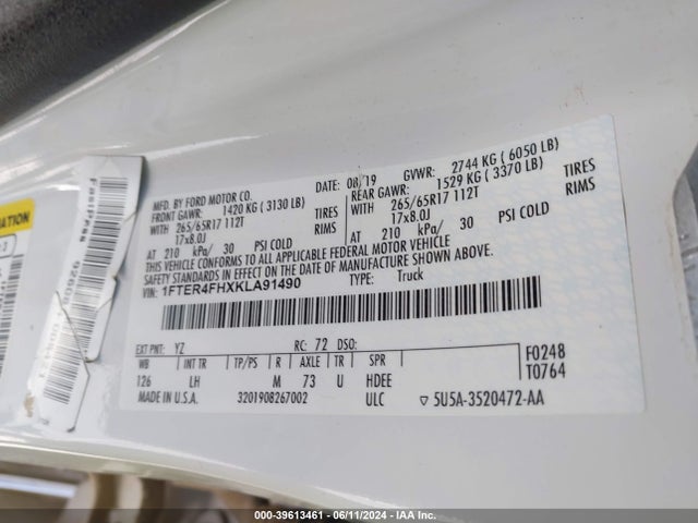 Ford Ranger Xlt 2019 1FTER4FHXKLA91490 Image 9