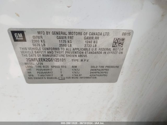 2GNFLEEK2G6125101 Chevrolet EQUINOX LS