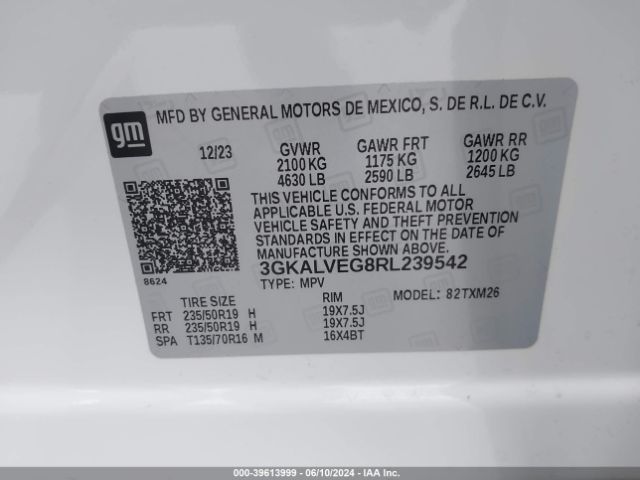 3GKALVEG8RL239542 GMC Terrain Awd Slt
