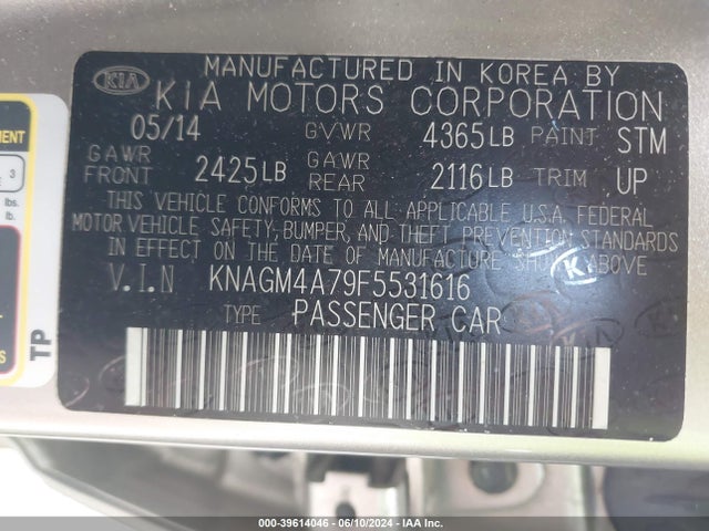 KIA Optima Lx 2015 KNAGM4A79F5531616 Image 9