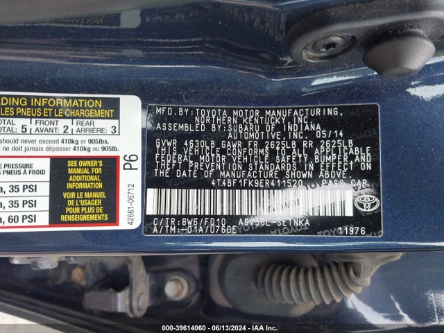Toyota CAMRY LE 2014 4T4BF1FK9ER411520 Image 9