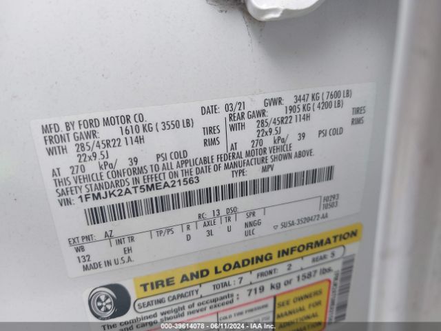 1FMJK2AT5MEA21563 Ford Expedition Limited Max