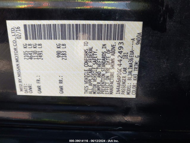 Nissan Maxima 3.5 Sr 2016 1N4AA6AP1GC442493 Image 9