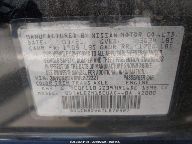 Nissan Versa S Xtronic Cvt 2021 3N1CN8DV8ML872327 Image 9
