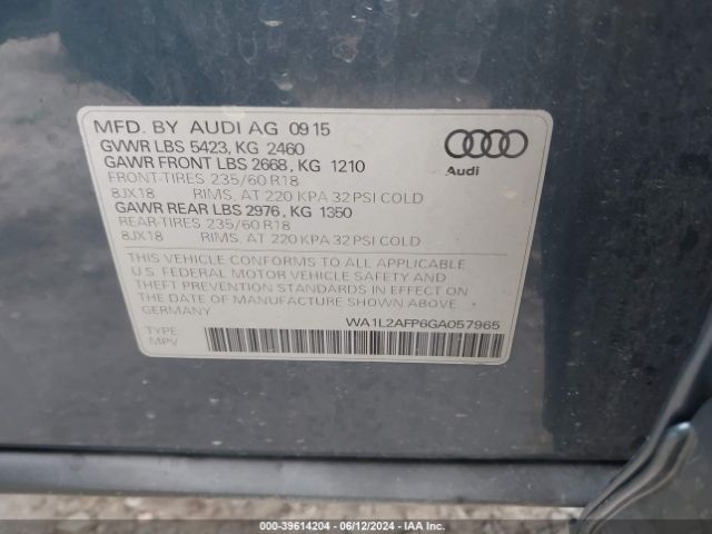 WA1L2AFP6GA057965 Audi Q5 2.0t Premium