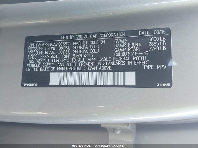 YV4A22PK2G1085815 Volvo Xc90 T6 Momentum