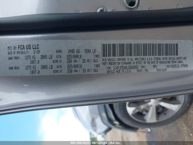 1C4PJMDNXLD605052 Jeep Cherokee Limited 4x4