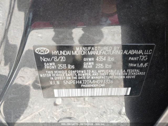 5NPEH4J20MH093326 Hyundai Sonata Limited