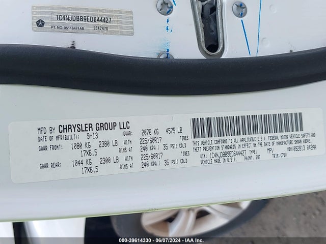 Jeep Compass Sport 2014 1C4NJDBB9ED644427 Image 9