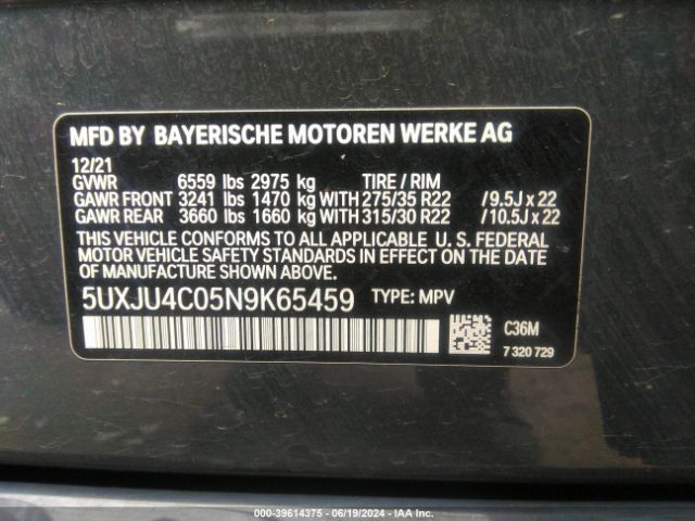 5UXJU4C05N9K65459 BMW X5 M50i