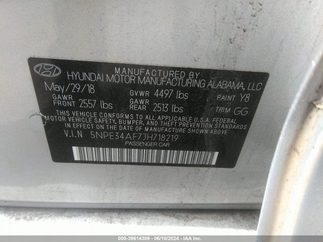 Hyundai Sonata Sel+ 2018 5NPE34AF7JH718219 Image 9