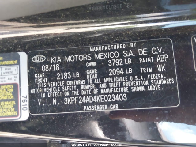 KIA Forte Lxs 2019 3KPF24AD4KE023403 Image 9