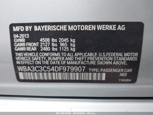 2013 BMW 320I WBA3C3C54DF979907 Photo 8