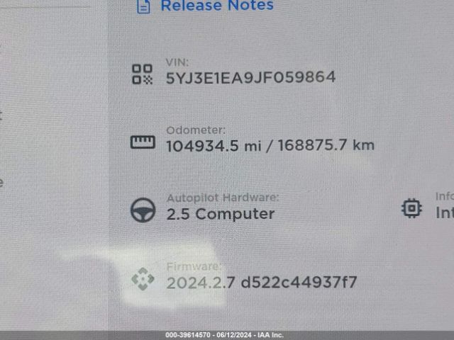 5YJ3E1EA9JF059864 Tesla Model 3 Long Range/mid Range
