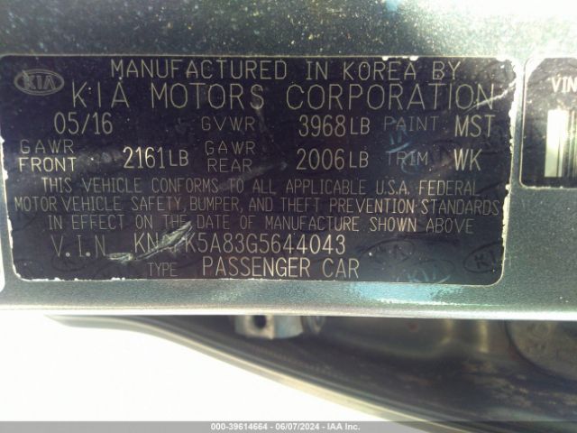 KNAFK5A83G5644043 KIA FORTE LX