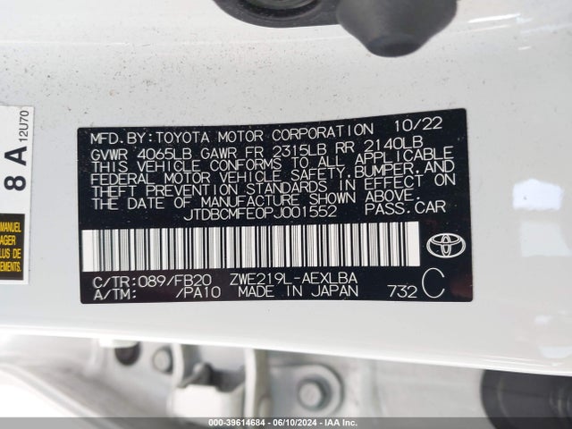 Toyota Corolla Hybrid Le 2023 JTDBCMFE0PJ001552 Image 9