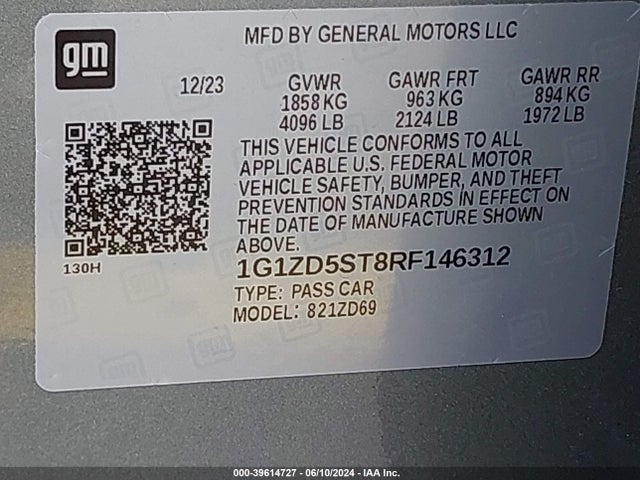 Chevrolet MALIBU LT 2024 1G1ZD5ST8RF146312 Image 9