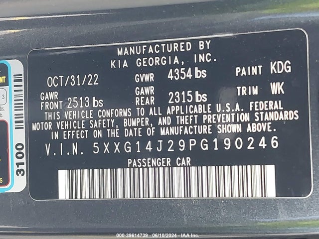 KIA K5 LXS 2023 5XXG14J29PG190246 Image 9