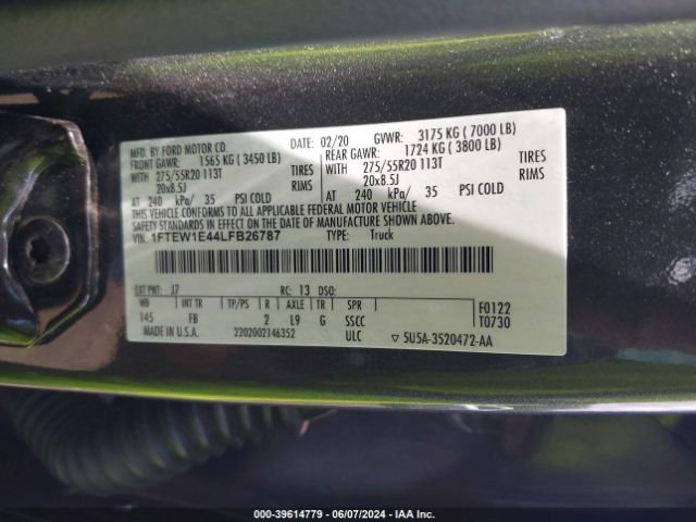 1FTEW1E44LFB26787 Ford F-150 Xlt