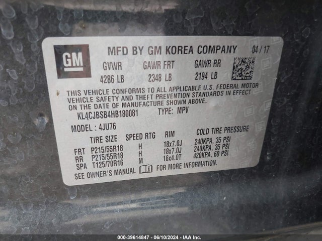 KL4CJBSB4HB180081 Buick Encore Preferred Ii