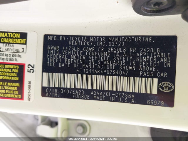 Toyota CAMRY SE 2023 4T1G11AK4PU794047 Image 9