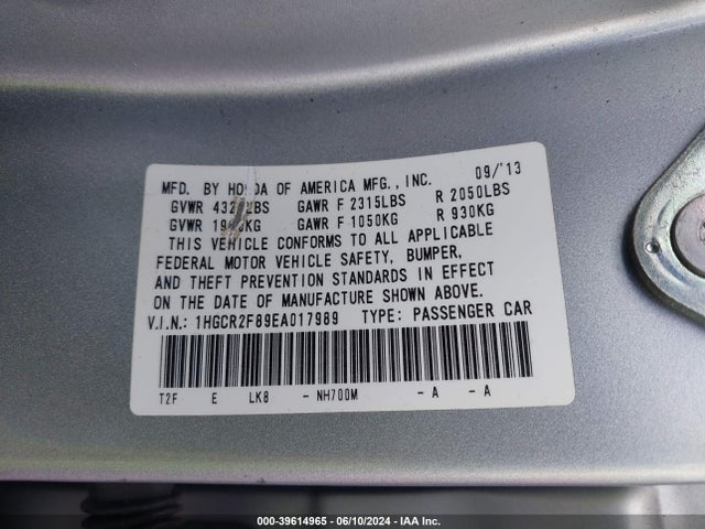 Honda Accord Ex-l 2014 1HGCR2F89EA017989 Image 9